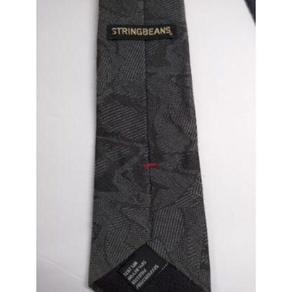 STRINGBEANS Very Dark Green Print Necktie Woven Tie - Picture 3 of 5